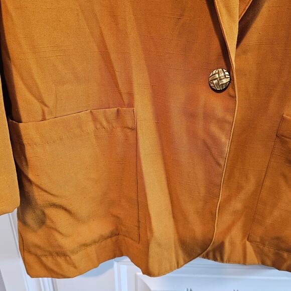 Vintage Blazer Women Size 18 Brown 90s Fitted Glam Rock Preppy Going Out Neutral - Picture 3 of 10